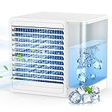 Mobile Klimagerät, 4 in 1 Persönliches Mini Luftkühler Klimagerät mit LED Nachtlicht, USB Air Cooler Mini Luftbefeuchtung Ventilator, 800ML Wassertank, Ideal für Arbeitsplatz und Hause