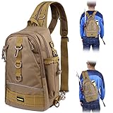 PLUSINNO Angelausrüstungs-Rucksack, Aufbewahrungstasche, Outdoor-Schulterrucksack, Angelausrüstungstasche, wasserabweisend, Angelrucksack mit Rutenhalter