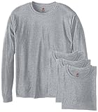 Hanes Herren Langarmshirt ComfortSoft Longsleeve 4er Pack - grau - Klein