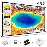 Projektionsleinwand 120 Zoll Beamer Leinwand, GKG Beamerleinwand 16:9 Full-HD Einfache Zusammenfaltbare Projektionswand Anti-Falten Video Projektor-Leinwand für Heimkino Indoor Meeting und Hinterhof