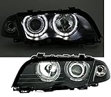 LED Angel Eyes Scheinwerfer Set in Klarglas Schwarz