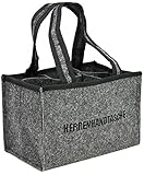 com-four® Herrenhandtasche - Filztasche für Getränke - Flaschentasche aus Filz für 6 Flaschen - 6er Träger bis 0,5 L, grau/schwarz, 24 x 15 x 15 cm (Motiv 1-1 Stück)