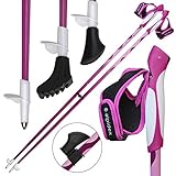 ALPIDEX Nordic Walking Stöcke Fixlängenstock aus Carbon in verschiedenen Längen sehr leicht mit ausklickbaren Handschlaufen, Größe:105 cm, Farbe:Pink-Weiß