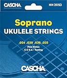 Cascha Sopran Ukulele-Saiten-Set I Premium-Nylon-Saiten für Sopran-Ukulelen I sehr gute Klang-Qualität & hohe Lebensdauer I hochwertiges 4er Saiten-Set G-C-E-A I Soprano Ukulele Strings 4 Stück