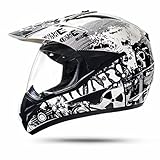 ATO-Helme GS War Weiß Crosshelm mit Visier für Quad ATV Enduro Motorradhelm ECE 2205 Größe: L 59-60cm