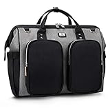 Pomelo Best Wickeltasche mit wasserdicher Wickelunterlage und 2 Kinderwagen Haken verstellbare Schultergurt multifunktionale Umhängetasche Reisetasche für Unterwegs (Schwarz/Grau)