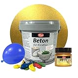 LM-Kreativ 1,5 kg Beton Windlichter Set (Gold) Metallic Beton-Set für kreative Windlichter, Beton für Kreative, Windlichter, Schalen, Bastelbeton, Gießbeton, Maya Gold Viva Decor