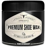 Schuhcreme Schuhwachs für Leder, farblos mit Bienenwachs & Avocado-Öl | professionelle Schuhpflege & Lederpflege | Schuhreinigung & Schuhe pflegen mit Premium Shoe Wax von URBAN Forest 250 ml