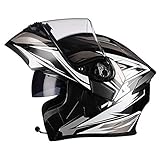 Bluetooth Helm Klapphelme Motorradhelm Modularer Fullface Helme mit Eingebautes Mikrofon,ECE Zertifiziert Motorradhelm Roller-Helm Moped-Helm Chopper-Helm Anti-Fog Doppelvisier C,M=54~57cm