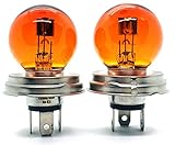 2 x R2 G40 45/40W P45t 12V YELLOW AMBER Oldtimer AUTO Halogen LAMPE GLÜHLAMPE SCHEINWERFER - INION