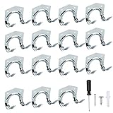 Meister Haken Gerätehalter Set 15 Pack Gartengerätehalter Lagerhaken Aufhänger Wandhalterung Doppelhaken für Garage Scheune Schuppen(Metall)