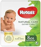 Huggies Natural Care Extra Care, sanfte Baby-Feuchttücher mit Aloe Vera, 8 x je 56 Tücher, Großpackung