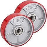 PrimeMatik - Paletten Fixierer Rad für Hubwagen Polyurethan Rolle 180x50 mm 900 Kg 2-Pack
