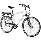 CHRISSON 28 Zoll E-Bike Trekking und City Bike für Herren - E-Gent weiß mit 7 Gang Shimano Nexus Nabenschaltung - Pedelec Herren mit Ananda Vorderradmotor 250W, 36V