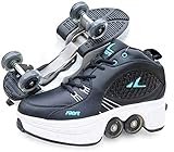 WEDSGTV Schuhe Roller,Roller Sneakers Schuhe Räder, Quad Roller Pulley Schlittschuhe Für Erwachsene Outdoor-Sportarten,Black-38