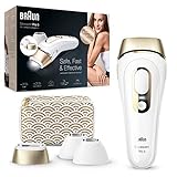 Braun Silk-Expert Pro 5 PL5137MN IPL Haarentfernungsgerät für langfristig sichtbare Haarentfernung, für Körper & Gesicht, 4 Aufsätze, weiß/gold
