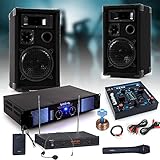 etc-shop PA Party Musikanlage Boxen 2400 Watt Endstufe USB MP3 Mixer Funkmikrofon DJ-Party 3