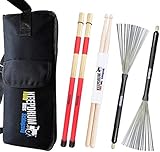 keepdrum Stickbag + SV1 Rods + SV506 Switchbrush Besen + 5a Drumsticks