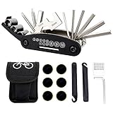 Jooheli 16 in 1 Fahrrad Reparatur Set, Multitool Fahrrad Werkzeug Set Fahrrad Reparatur Werkzeug mit Tasche Selbstklebendes Fahrradflicken Inbegriffen für Mountainbikes und Rennräder