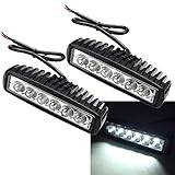 2 x 18W LED Arbeitsscheinwerfer 1620 Lumen Weiß Scheinwerfer 12V 24V Offroad Flutlicht Reflektor Worklight Arbeitslicht SUV UTV ATV Arbeitslampe, Traktor, Bagger