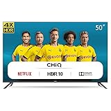 CHiQ U50H7L Rahmenloser UHD Fernseher 50 Zoll TV 4k Randlos Smart TV 126 cm Bilddiagonale [Assembled in EU] (Version 2020, Amazon Prime Video, Youtube, Netflix)