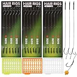 Shaddock 18pcs Karpfenangeln Haar-Rigs Boilie Rig Karpfen Vorfach Geflochtene Schnur Angelhaken Handgefertigt Karpfenrigs mit Boilie-Stoppers