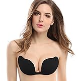 Deceny CB Klebe BH Selbstklebende BH Trägerloser BH Silikon BH Push Up BH Trägerlos Unsichtbarer BH Klebe Cups (DD, Schwarz)
