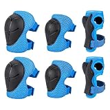 HUGEE Kinder Knieschoner Set - 6 in 1 Schutzausrüstung für Rollschuhe Radfahren Fahrrad,Stark und kollisionssicher,Skateboard Inline Skatings Roller Reiten Sport Kinderschutzausrüstung (Blau)