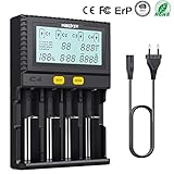Surophy Batterieladegerät Akku Ladegerät Universal LCD-Display 4 Schacht Plug Ladestation für Batterien Li-Ionen / IMR / INR / ICR / Ni-MH / Ni-Cd / LiFePO4