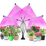 Niello 80W Pflanzlicht, 80 LEDs Grow Lampe Vollspektrum mit Auto ON & Off Timer 3/9/12H f¡§1r Zimmerpflanzen, 4 verstellbare Kopfe mit Rot & Blau inkl. USB + AC Adapter F¡§1r S?mlinge und Sukkulenten
