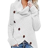 Lulupi Damen Winterjacke Warm Strickjacke Rollkragen Cardigan Strickpullover Casual Wrap Wickel Pullover Sweater Gestrickte Button Asymmetrischer