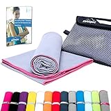 Mikrofaser Handtuch Set - Microfaser Handtücher für Sauna, Fitness, Sport I Strandtuch, Sporthandtuch I Set1 1x S(80x40cm) & 1x L(140x70cm) I Pink