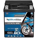 BlueMax YTX7L-BS Motorradbatterie GEL 12V 7Ah CTX7L-BS Batterie Roller 7Ah 6Ah