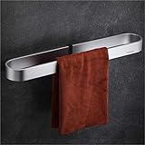 Wangel Handtuchstange Handtuchhalter ohne Bohren 40cm, Handtuchring, Patentierter Kleber + Selbstklebender Kleber, Aluminium, Matte Finish, Silber