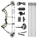 AMEYXGS Bogenschießen Compoundbogen Kit 30-70 lbs mit Carbonpfeil Stabilisator Pfeilauflage Release zum Schießen und Schießen (camo)