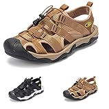 gracosy Herren Sport Outdoor Sandalen, Sommer Strand Schuhe Athletisch Trekking Wanderschuhe Fischer Atmungsaktiv Haken Schleife Mesh Einstellbare Geschlossene Sandalen - Schwarz Braun, MEHRWEG