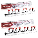 GARLAVIE Gerätehalter mit 4 Haltern und 5 Haken (45cm) I flexible Besenhalterung Wand für mehr Ordnung I Premium Besenhalter und Gartenwerkzeug Halterung