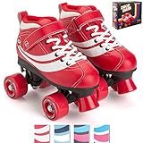 Osprey Disco Quad Rollschuhe für Erwachsene und Kinder, Retro Rollschuhe mit ABEC 7 Kugellager, UK Adult 4/EU 37, Rot