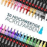 ZMILLA® Acrylstifte (30 Farben) - Extra Dünne 0,7mm Spitze - Inklusive EBook - Wasserfeste Multimarker Zum Steine Bemalen