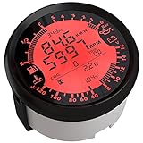 ELING 6 in 1 Multifunktionsanzeige GPS Tachometer Drehzahlmesser Stunde Wassertemperatur Kraftstoffstand Öldruck Voltmeter 12V 85mm Mit Hintergrundbeleuchtung