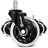 NOVAATO Bürostuhl Rollen im 5er Set - Geräuschlose Hartbodenrollen 11mm x 22 mm - Leicht Gleitende Bürostuhlrollen für Kratzerfreie Fußböden