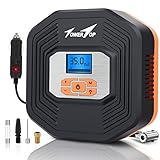 TowerTop Auto Luftpumpe, 12V Luftkompressor, tragbare elektrische Reifen Inflator Kompressor mit LED Bildschirm und LCD Display für Auto, Fahrrad, Motorrad, Ball