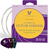 Gitarrensaiten von Villkin - Premium Nylon-Saiten für Klassische-, Konzert-& Akustik-Gitarre + BONUS