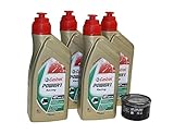 Öl Wechselset 4 Liter Castrol SAE 10W-50 Power 1 Racing 4 Takt inkl. Ölfilter Hiflo HF164 für BMW C 600 F 650 800 R 1200 K 1600, Husqvarna TR 650