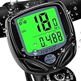 FORTRY Fahrradcomputer Kabellos 16 funktionen IP54 Wasserdichtes LCD-Display - Universeller intelligenter Radcomputer mit EIN Knopf Wecken Funktion und Tag+Nacht Modus-tacho Fahrrad (schwarz)