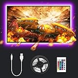 LE LED TV Hintergrundbeleuchtung, 2M RGB LED Fernseher Beleuchtung for 35~65 Zoll HDTV PC Monitor, Upgrade RF Fernbedienung, Dimmbar Farbauswahlen und Helligkeit 4x50 cm LED Strip USB (RGB, 2m)