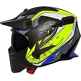 Spada Storm Grafik Motorrad Helm Offen - Matt Schwarz Blau Fluoreszierend, XL
