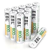 EBL AAA Akku 12 Stück, wiederaufladbare AAA Batterien, 1.2V NI-MH, 1200 Ladezyklen