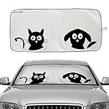 2win2buy Auto Windschutzscheibe Sonnenschirm, Süß Cartoon Design 150x85cm Auto Frontscheibe Sonnenschutz Sonnenblende UV Schutz Nylon Silber- Schützt Innenraum- Hält Ihren SUV, Truck Kühl (150 x 85cm)