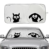 2win2buy Auto Windschutzscheibe Sonnenschirm, Süß Cartoon Design 150x85cm Auto Frontscheibe Sonnenschutz Sonnenblende UV Schutz Nylon Silber- Schützt Innenraum- Hält Ihren SUV, Truck Kühl (150 x 85cm)